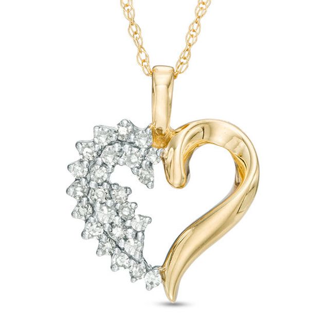 1/6 CT. T.w. Diamond Shadow Heart Pendant in 10K Gold