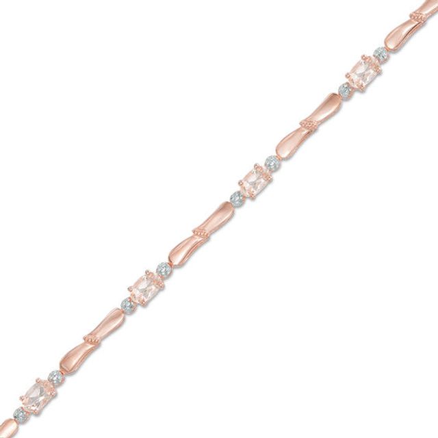Oval Morganite and Diamond Accent Bracelet in Sterling Silver with 14K Rose Gold Plate