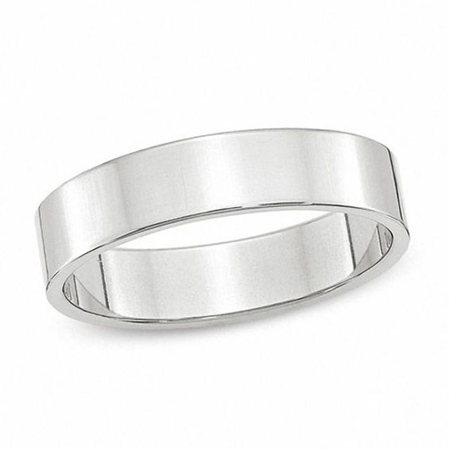 Men's 5.0mm Flat Square-Edged Wedding Band 14K White Gold