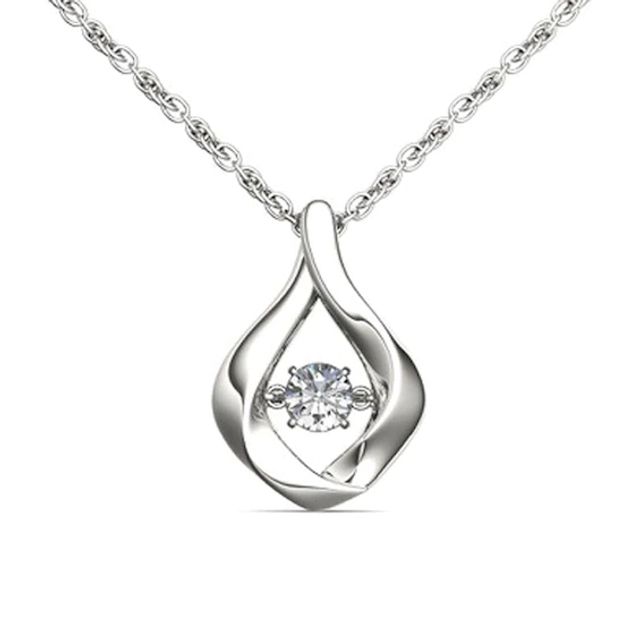 1/3 CT. Diamond Solitaire Flame Pendant in 10K White Gold