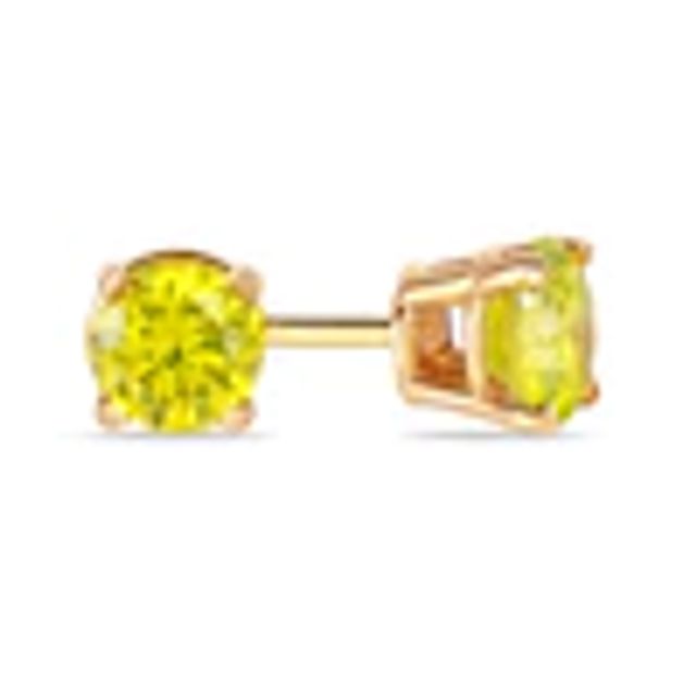 1/2 CT. T.w. Enhanced Yellow Diamond Solitaire Stud Earrings in 14K Gold