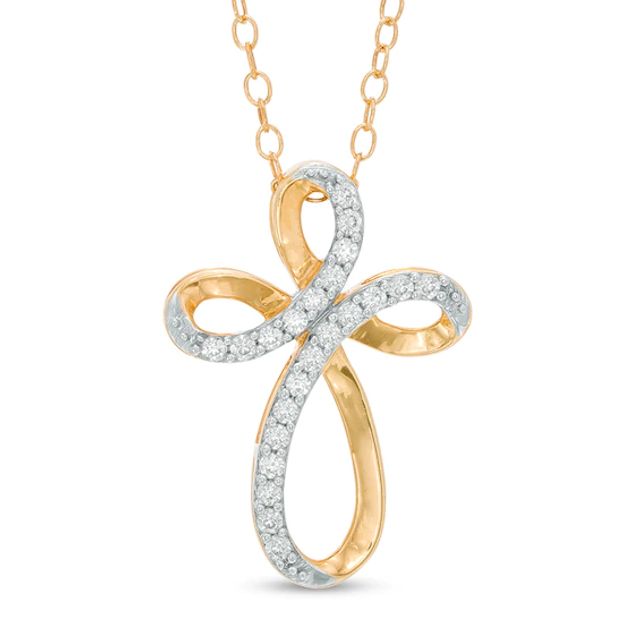 1/8 CT. T.w. Diamond Looping Cross Pendant in 10K Gold