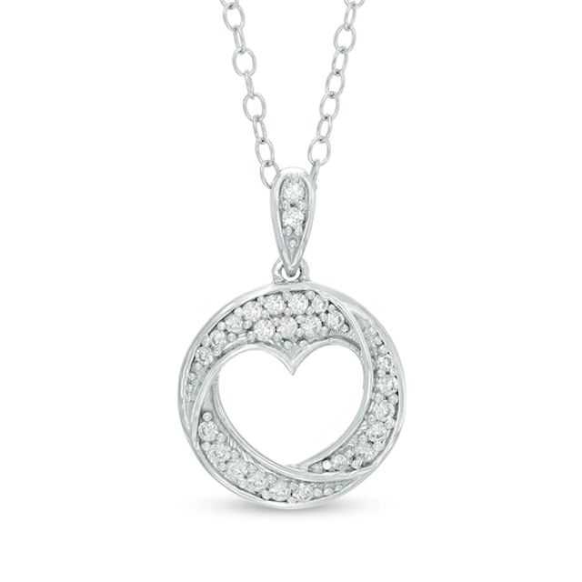 1/8 CT. T.w. Diamond Heart Cutout Swirl Frame Pendant in 10K White Gold