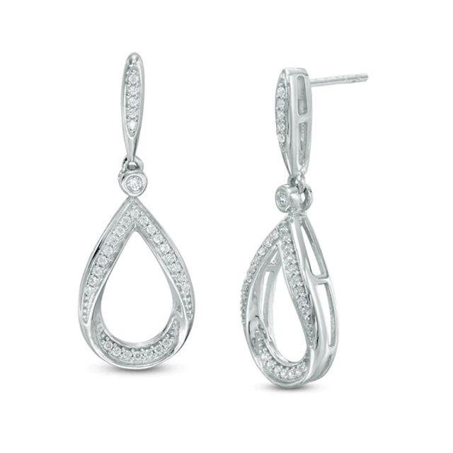 1/5 CT. T.w. Diamond Open Teardrop Dangle Earrings in 10K White Gold