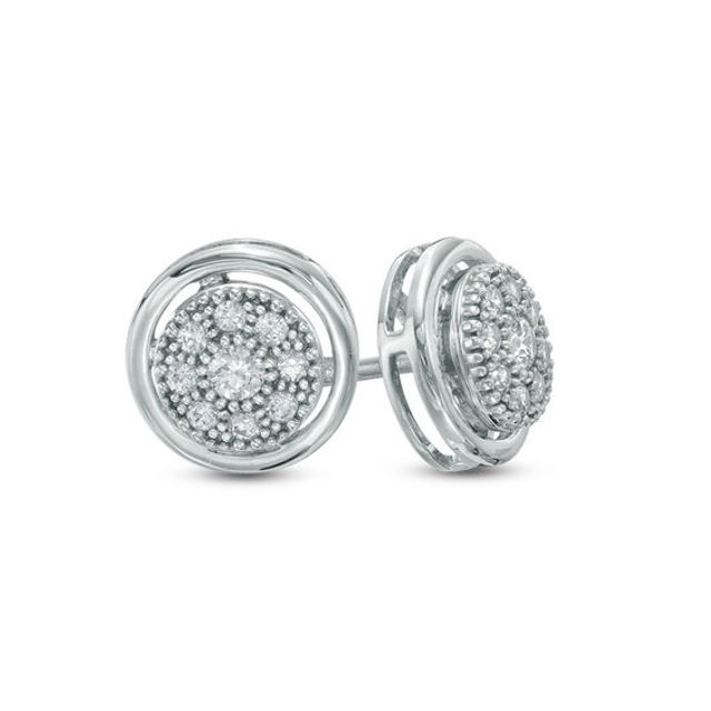 1/5 CT. T.w. Composite Diamond Frame Stud Earrings in 10K White Gold