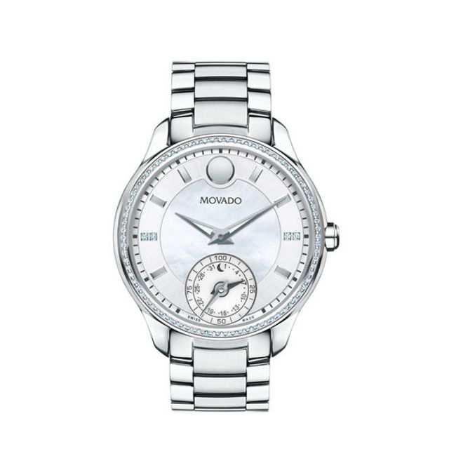 Ladies' Movado Motion Bellina Diamond Accent Chronograph Smart Watch with Mother-of-Pearl Dial (Model: 660006)