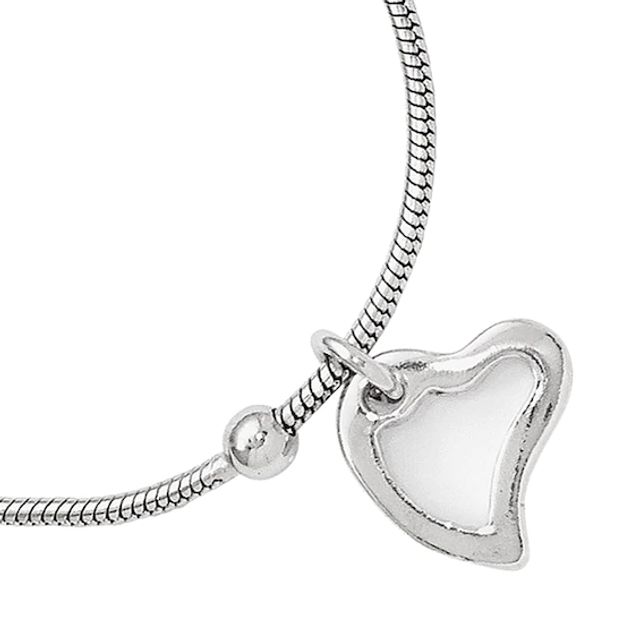 Captive Abstract Heart Dangle Anklet in Sterling Silver - 10"