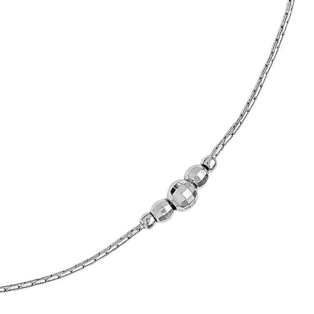 Disco Bead Station Anklet in Sterling Silver - 10"