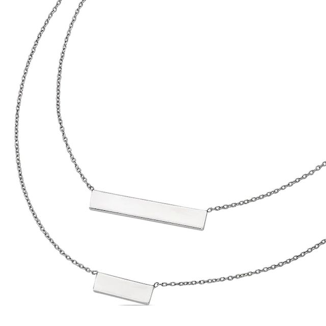 Double Strand Bold Bar Necklace in Sterling Silver - 16"