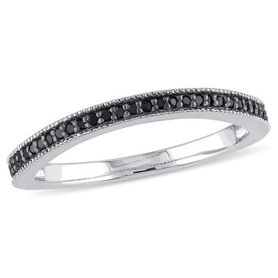 1/8 CT. T.w. Black Diamond Curved Vintage-Style Band Sterling Silver