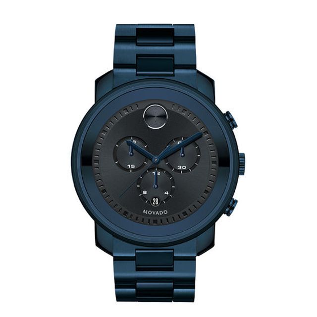 Men's Movado Bold Navy Blue IP Chronograph Watch with Dark Blue Dial (Model: 3600279)