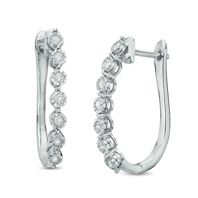 1/4 CT. T.w. Diamond Miracle Hoop Earrings in 10K White Gold