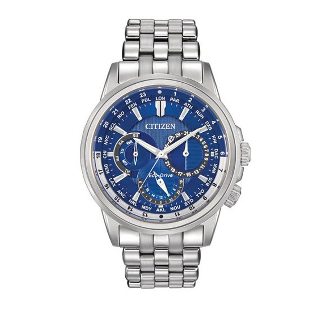 Men's Citizen Eco-DriveÂ® Calendrier Watch with Blue Dial (Model: Bu2021-51L)