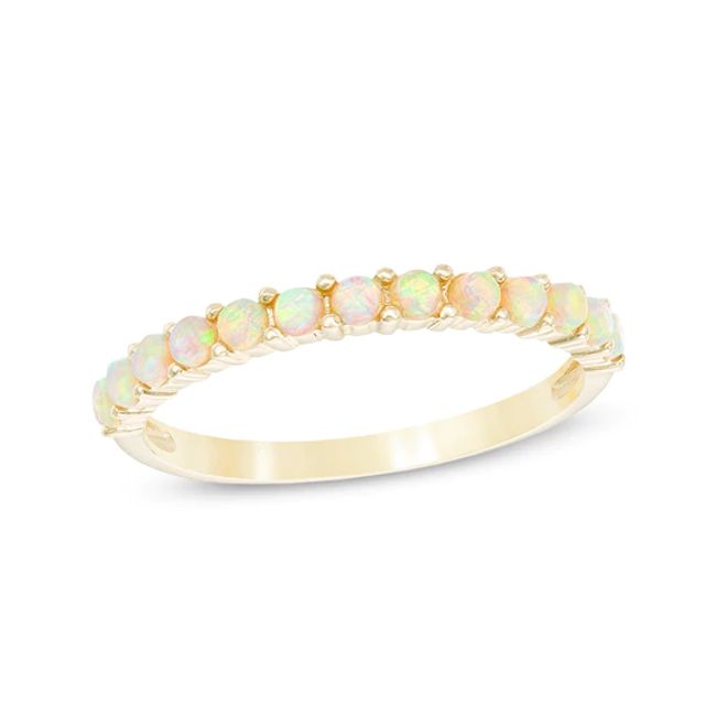 Lab-Created Opal Band in 10K Gold