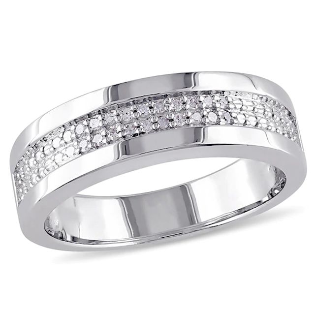 1/10 CT. T.w. Diamond Double Row Band in Sterling Silver