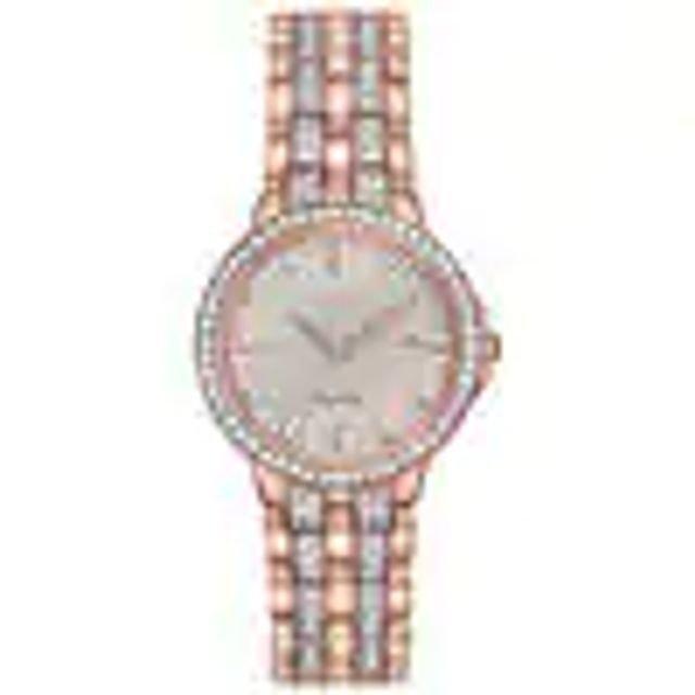Ladies' Citizen Eco-DriveÂ® Silhouette Crystal Rose-Tone Watch with Silver-Tone Dial (Model: Ew2348-56A)