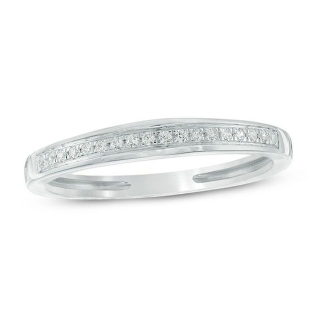 Diamond Accent Channel Anniversary Band in 10K White Gold