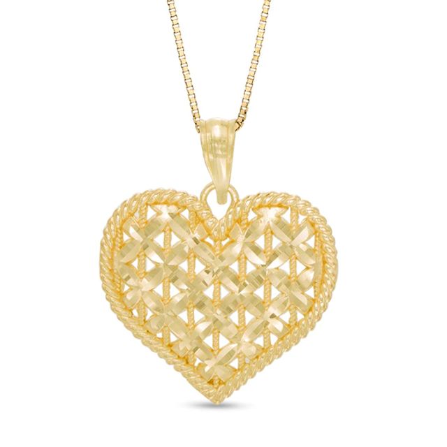 Rope Frame Lattice Heart Pendant in 10K Gold