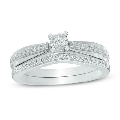 1/4 CT. T.w. Diamond Bridal Set in Sterling Silver