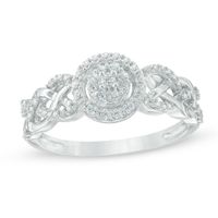 1/4 CT. T.w. Diamond Frame Loose Braid Shank Celtic Promise Ring in 10K White Gold