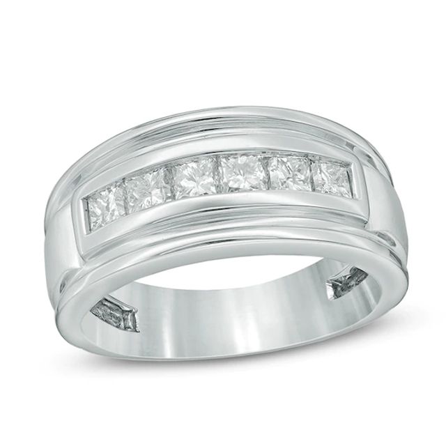 Men's 1-1/2 CT. T.w. Square-Cut Diamond Band in 10K White Gold