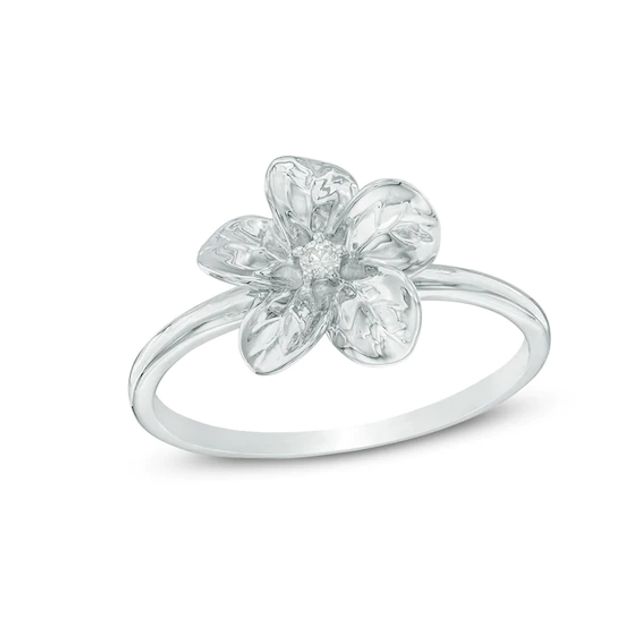 Diamond Accent Flower Ring in Sterling Silver