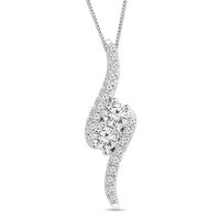 Ever UsÂ® 1 CT. T.w. Two-Stone Diamond Bypass Pendant in 14K White Gold - 19"