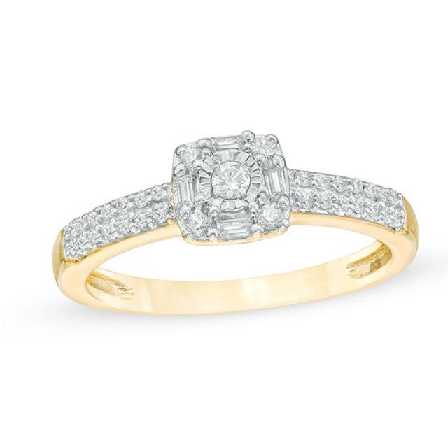 1/4 CT. T.w. Diamond Double Row Promise Ring in 10K Gold
