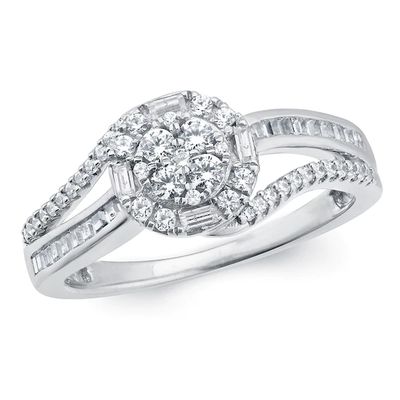 1/2 CT. T.w. Composite Diamond Art Deco Frame Bypass Ring in 10K White Gold