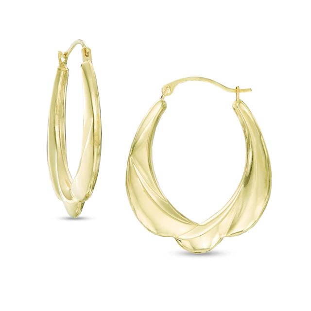 Scallop Hoop Earrings in 14K Gold