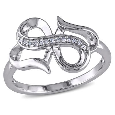 1/20 CT. T.w. Diamond Double Heart Infinity Ring in Sterling Silver