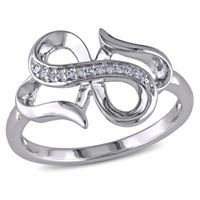 1/20 CT. T.w. Diamond Double Heart Infinity Ring Sterling Silver