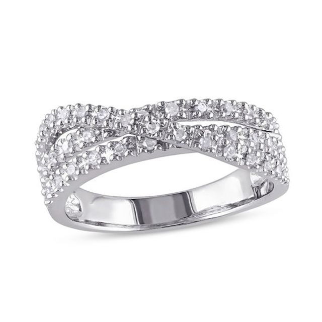 1/4 CT. T.w. Diamond Triple-Row Crossover Ring in Sterling Silver
