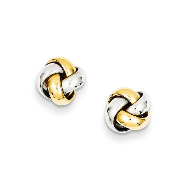 Love Knot Stud Earrings in 14K Two-Tone Gold