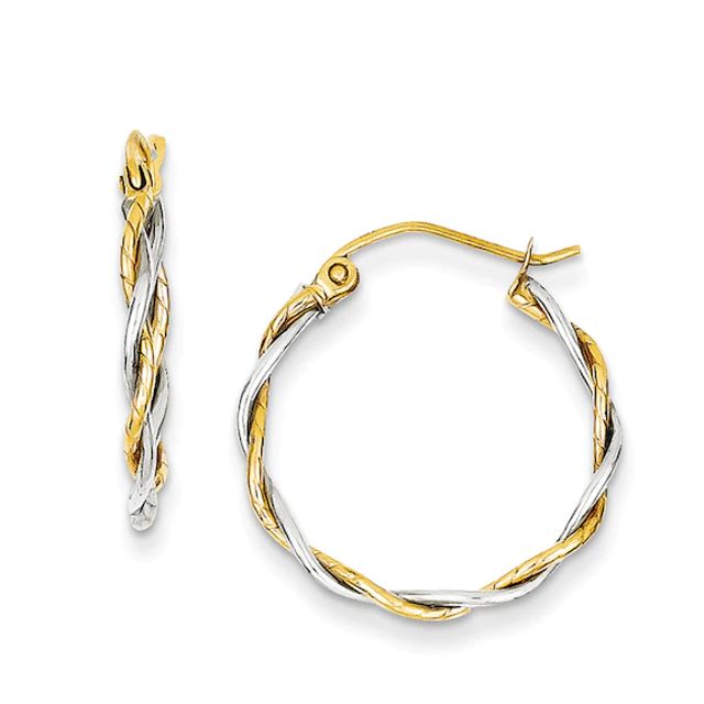 16.0mm Braided Hoop Earrings in 14K Two-Tone Gold