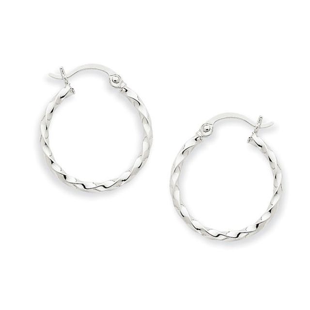 2.0 x 15.0mm Twisted Hoop Earrings in 14K White Gold