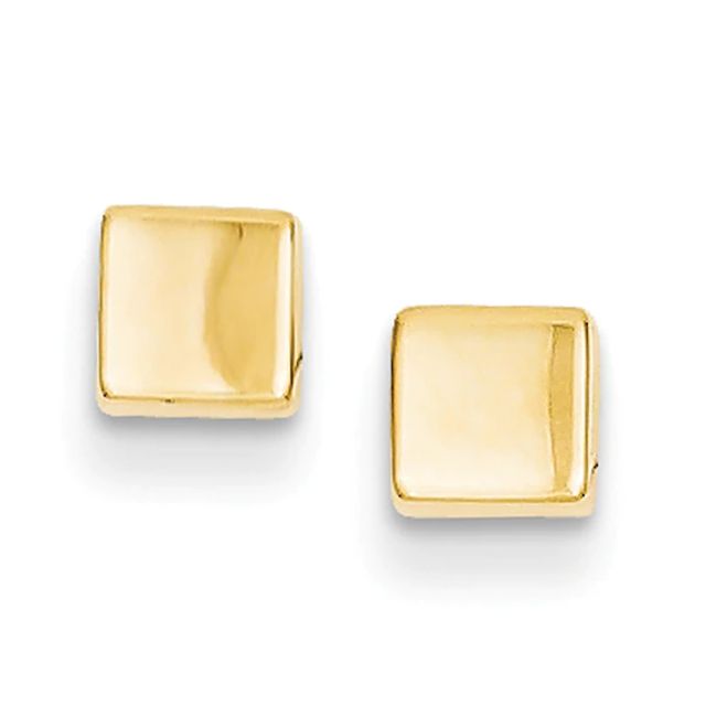 Puffed Square Stud Earrings in 14K Gold