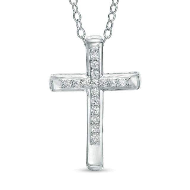 1/8 CT. T.w. Diamond Bold Cross Pendant in 10K White Gold