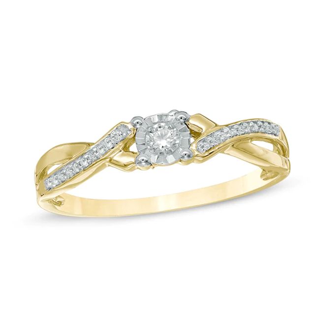 1/10 CT. T.w. Diamond Twist Shank Promise Ring in 10K Gold