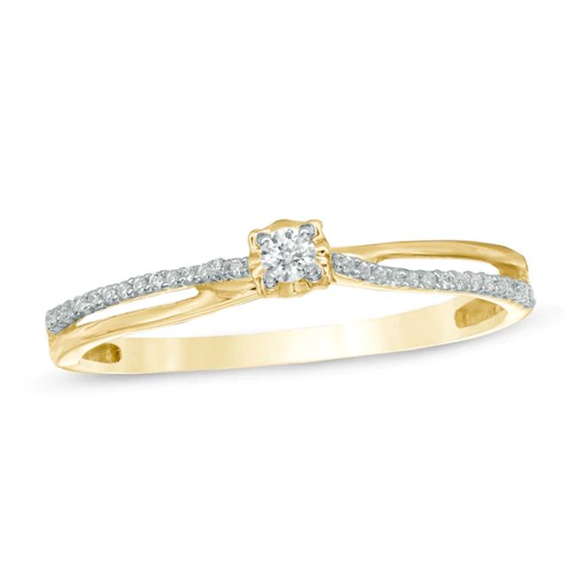 1/10 CT. T.w. Diamond Crossover Split Shank Promise Ring in 10K Gold