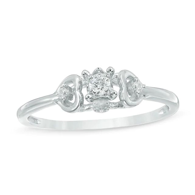 Diamond Accent Side Hearts Promise Ring in 10K White Gold