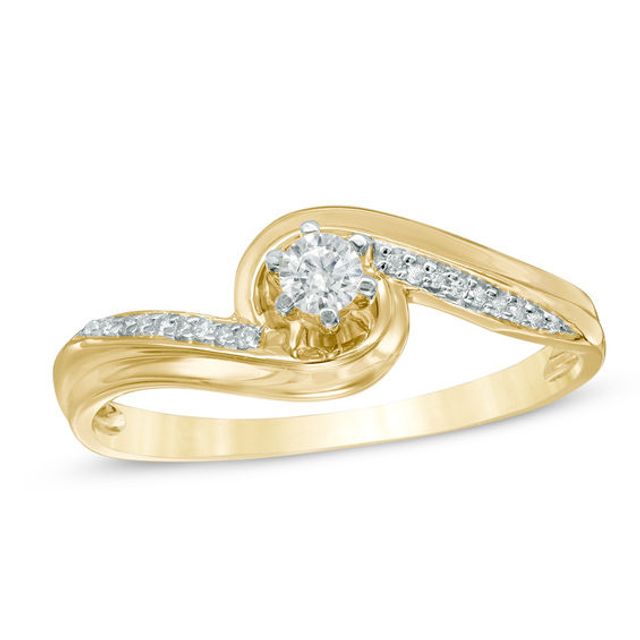 Diamond Accent Bypass Promise Ring in 10K Gold