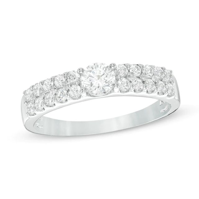 3/4 CT. T.w. Diamond Double Row Engagement Band in 14K White Gold