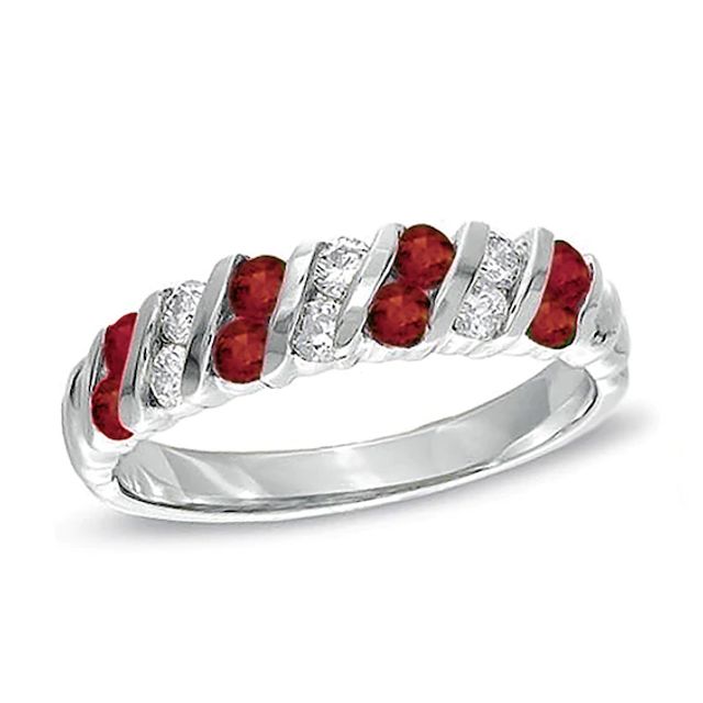 Mother's Marquise Simulated Birthstone Ring in 10K White Gold (2-7 Stones  and Names) | Zales