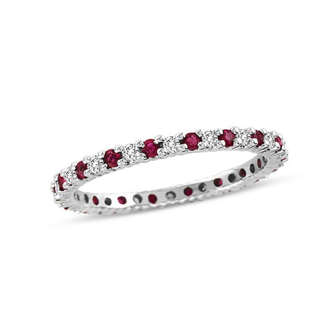 Ruby and 1/4 CT. T.w. Diamond Eternity Band in Platinum