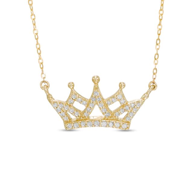 1/8 CT. T.w. Diamond Crown Necklace in 10K Gold - 16.5"