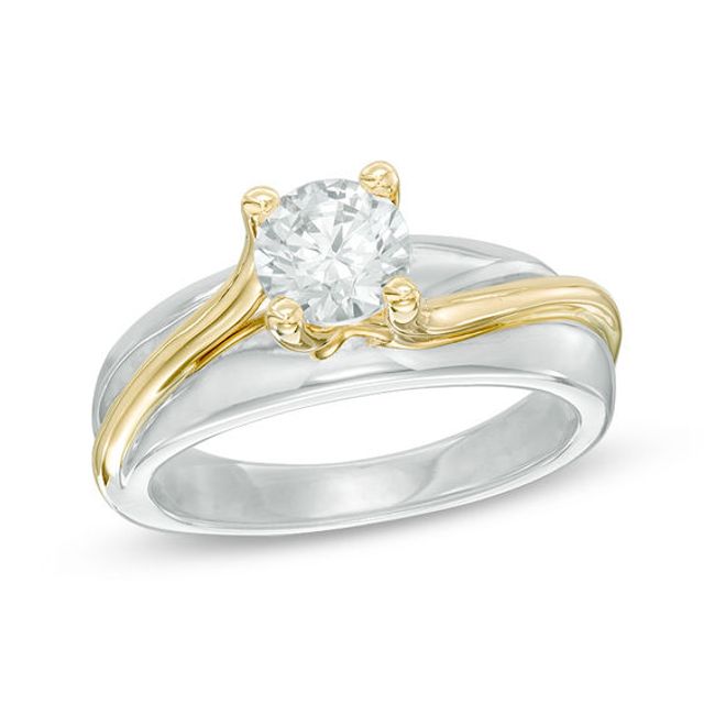 3/4 CT. Diamond Solitaire Bypass Engagement Ring in 14K Two-Tone Gold