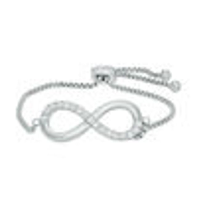 Lab-Created White Sapphire Infinity Bolo Bracelet in Sterling Silver - 9.0"