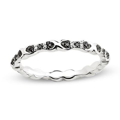 Stackable Expressionsâ¢ 1/ CT. T.w. Enhanced Black and White Diamond Band in Sterling Silver