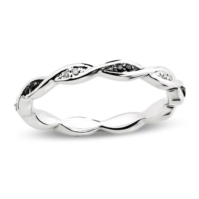 Stackable Expressionsâ¢ Enhanced Black and White Diamond Accent Twist Band in Sterling Silver